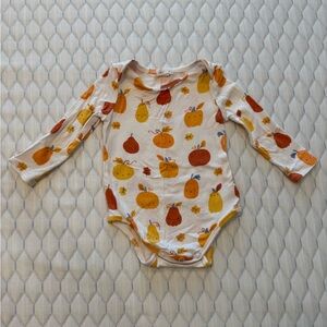 Angel Dear Cream Bodysuit with Orange and Yellow Pumpkin Print